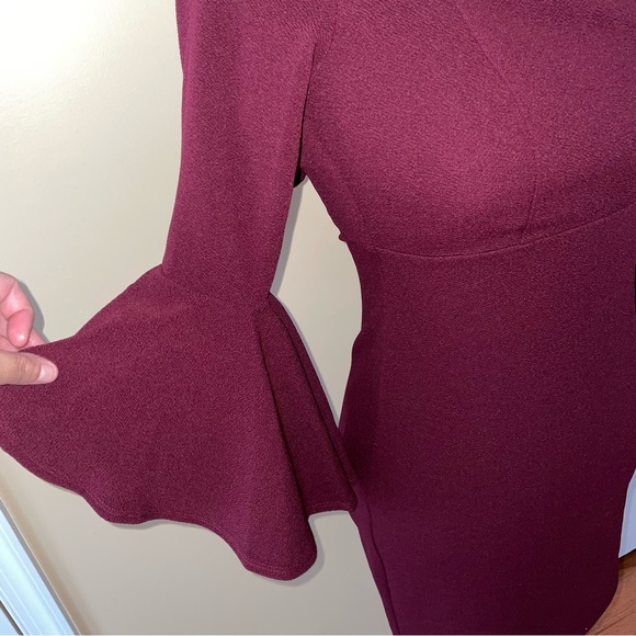Teeze Me Bell Sleeve Dress in Burgundy - Picture 7 of 7
